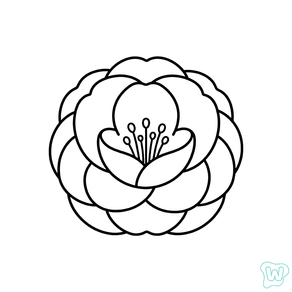 páginas para colorear imprimibles Camelia para adultos