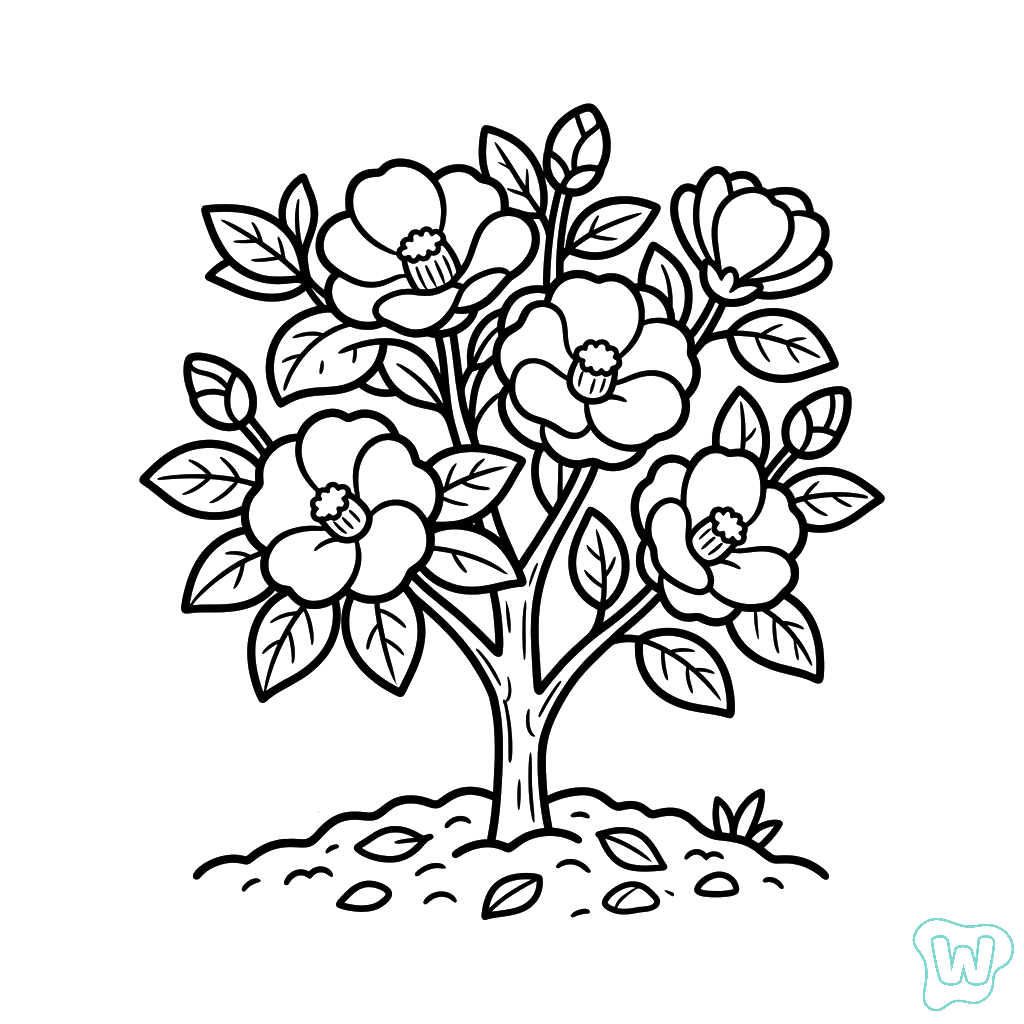 Camelia colorear y Imprimir PDF