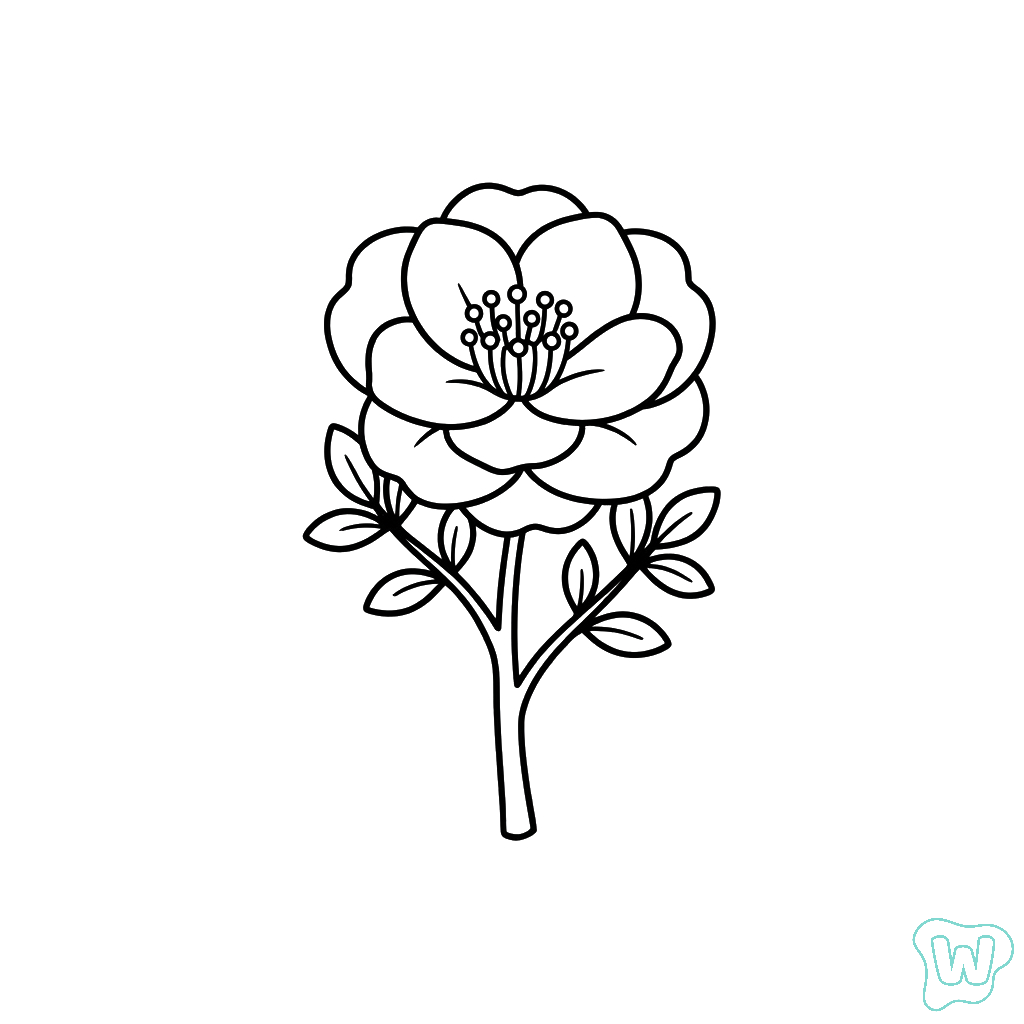 Camelia páginas para colorear para adultos fáciles