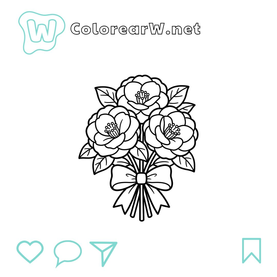 Camelia para colorear (PDF para imprimir gratis) thumbnail