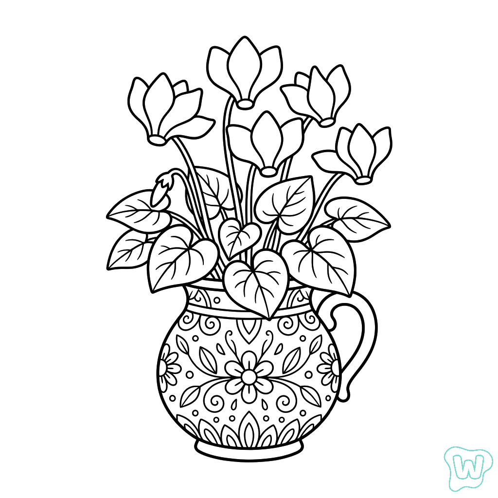 Ciclamen dibujos para colorear y Imprimir PDF gratis 1