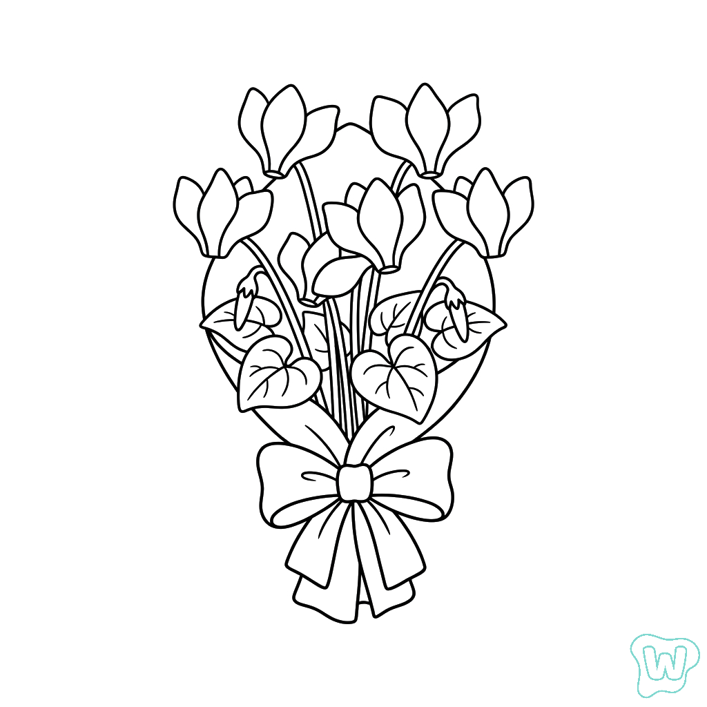 Ciclamen dibujos para colorear y Imprimir PDF gratis