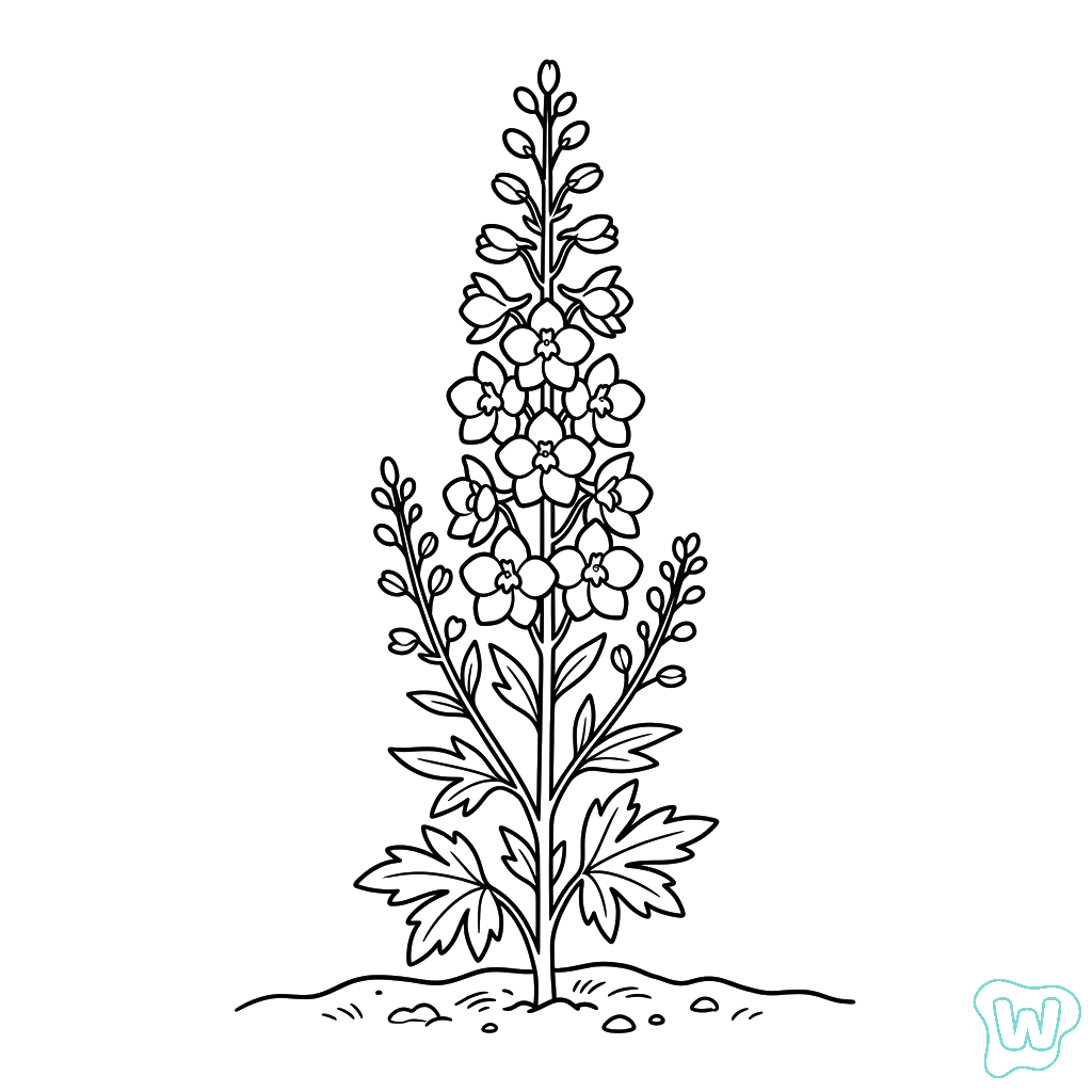 Delphinium páginas para colorear pdf