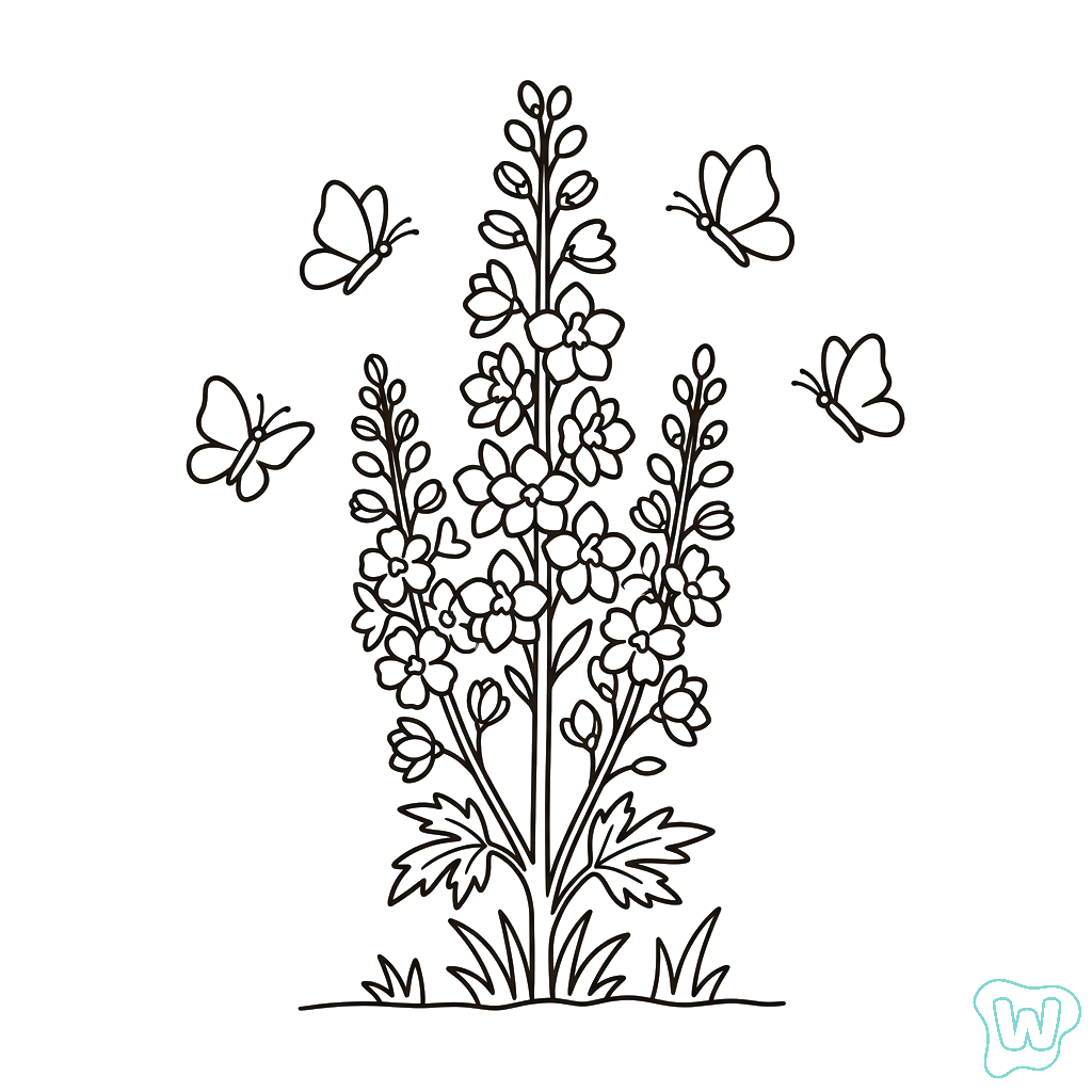 páginas para colorear imprimibles gratis Delphinium
