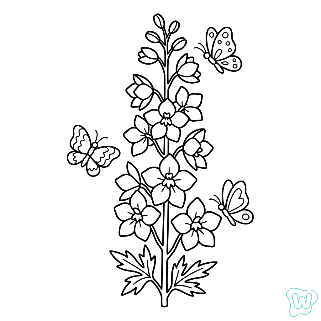 páginas para colorear para imprimir gratis Delphinium