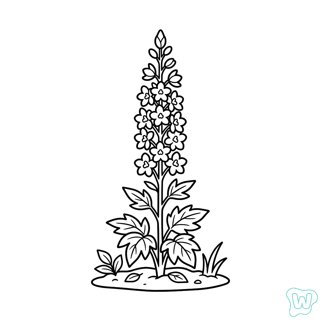 páginas para colorear detalladas de Delphinium