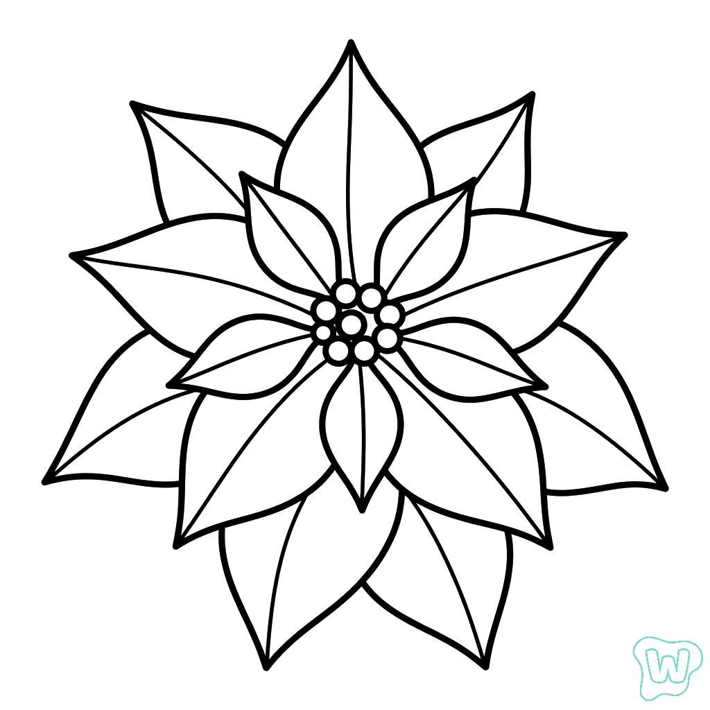 páginas para colorear imprimibles Flor de Pascua para adultos