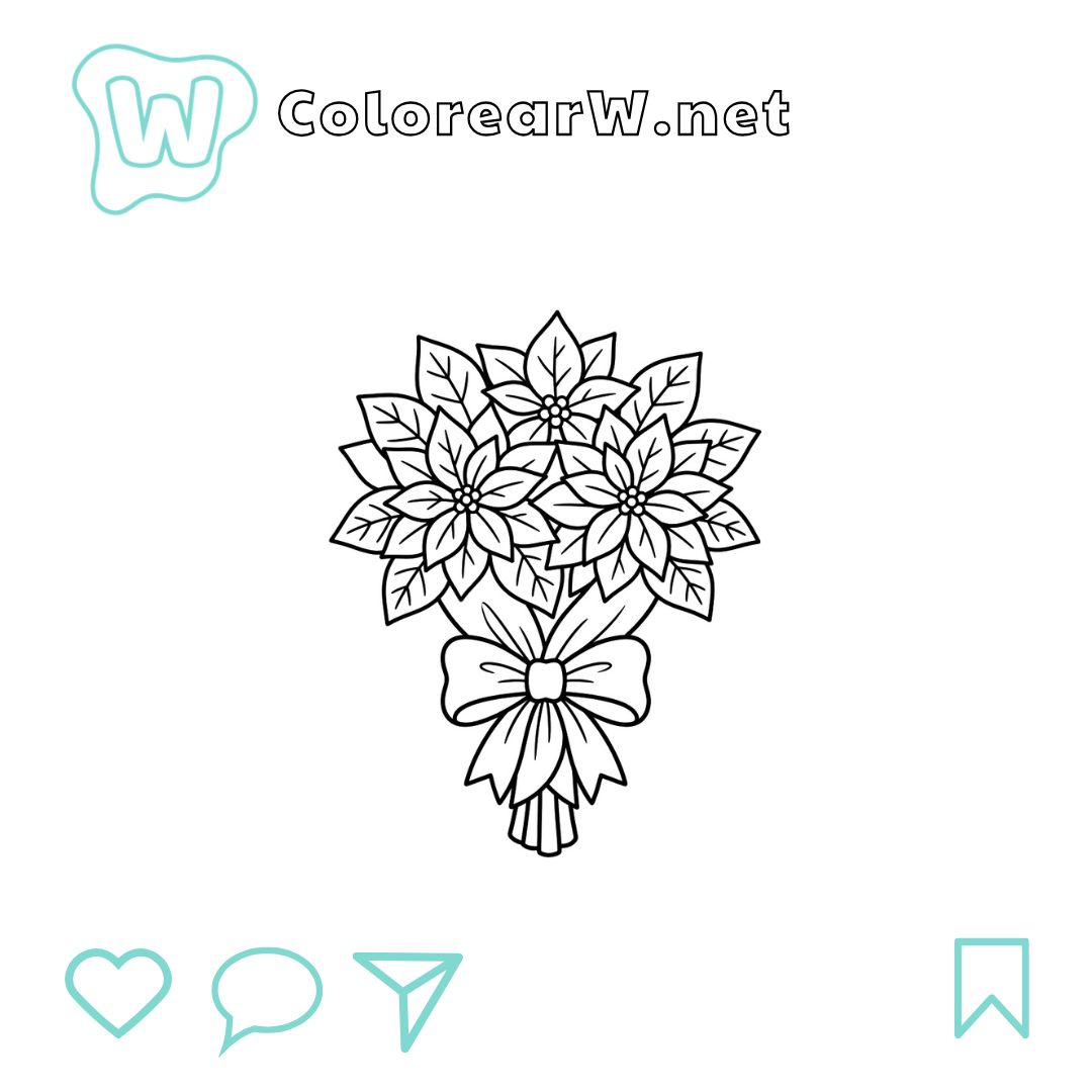 Flor de Pascua para colorear (PDF para imprimir gratis) thumbnail