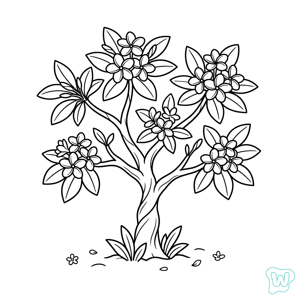 Frangipani páginas para colorear gratis 1