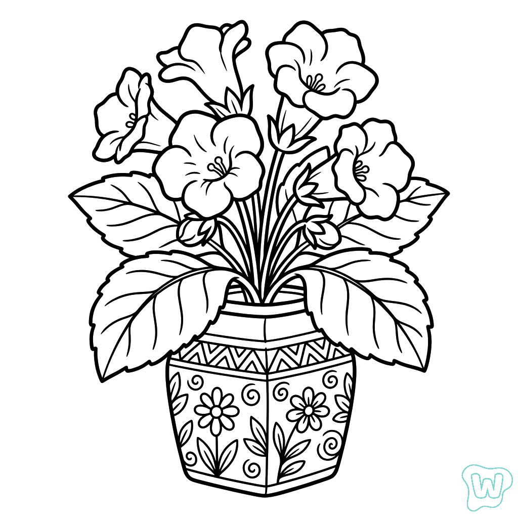 páginas para colorear lindas y fáciles de Gloxinia