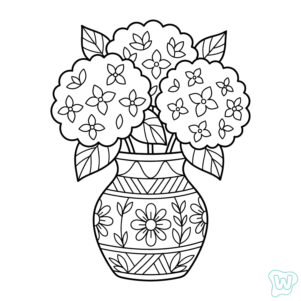 páginas para colorear gratis Hortensia para adultos