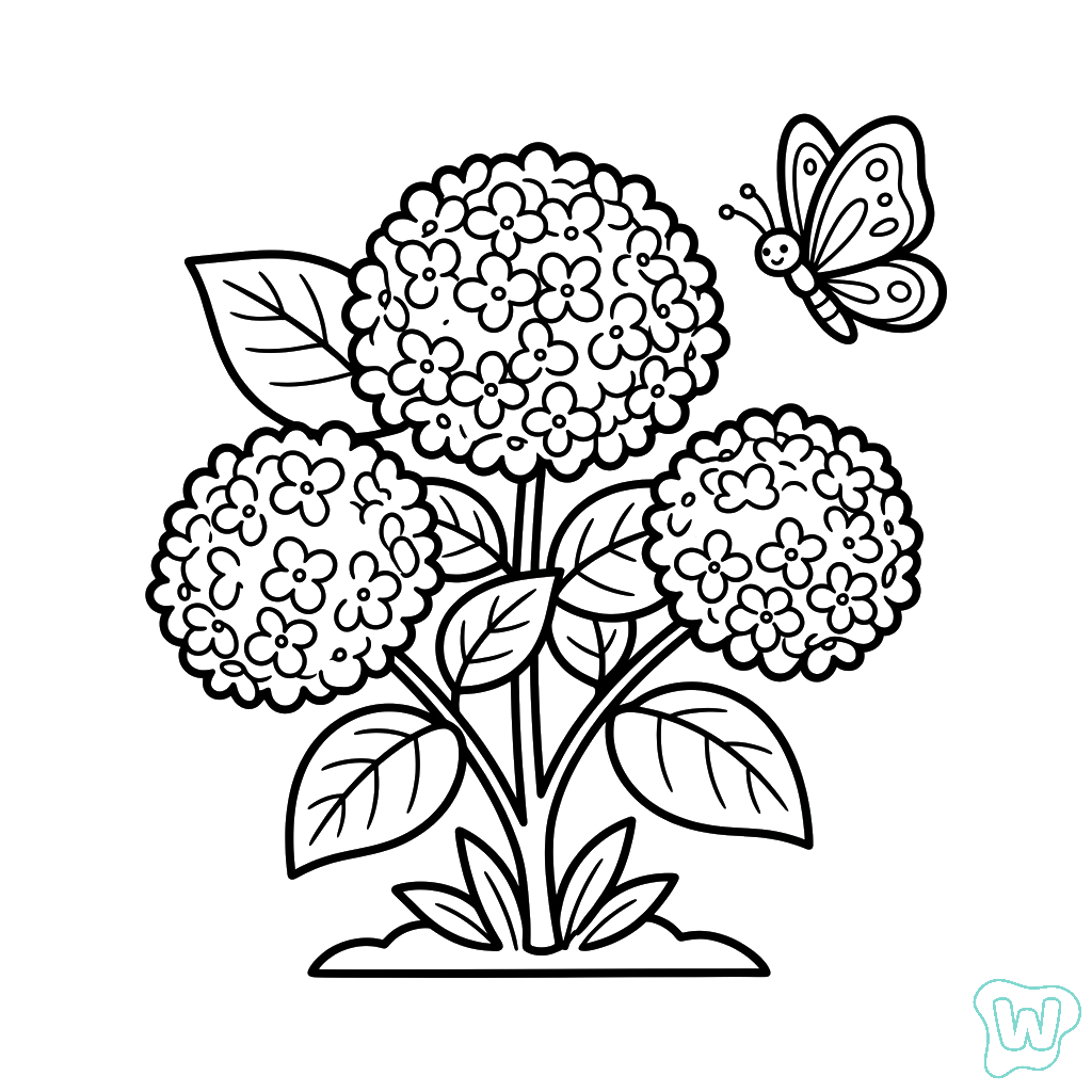 páginas para colorear gratis Hortensia pdf 2