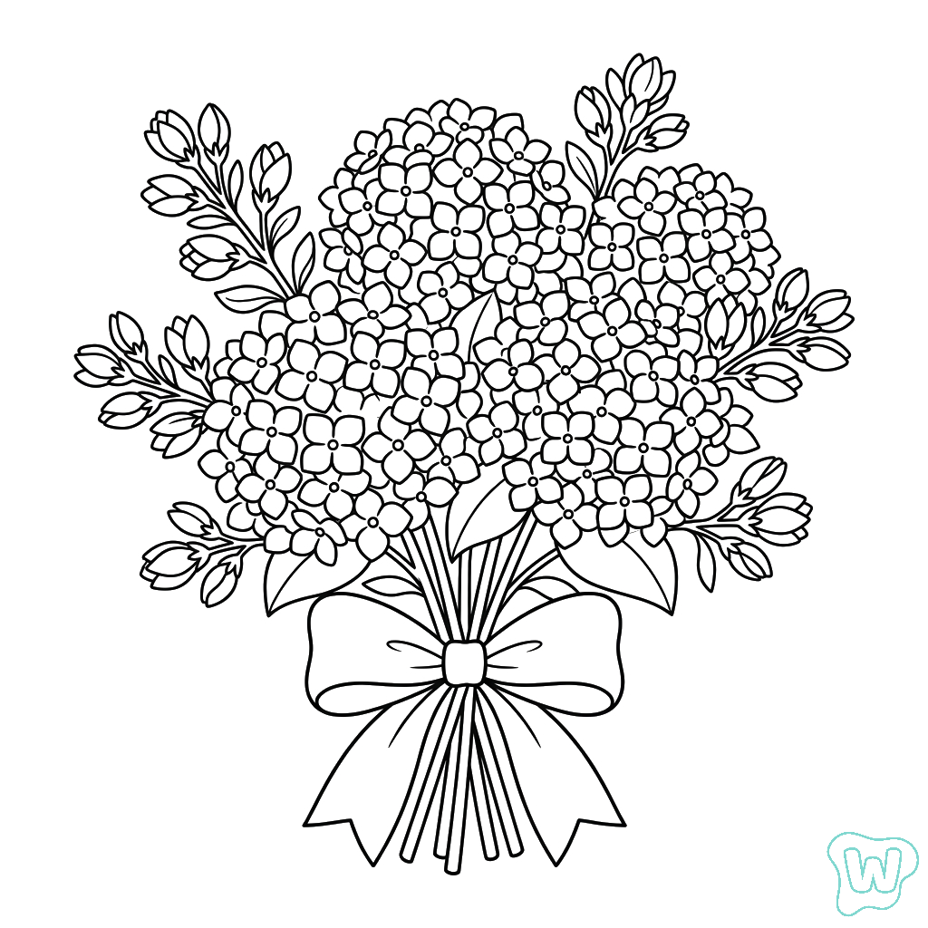 Hortensia páginas para colorear para adultos 1