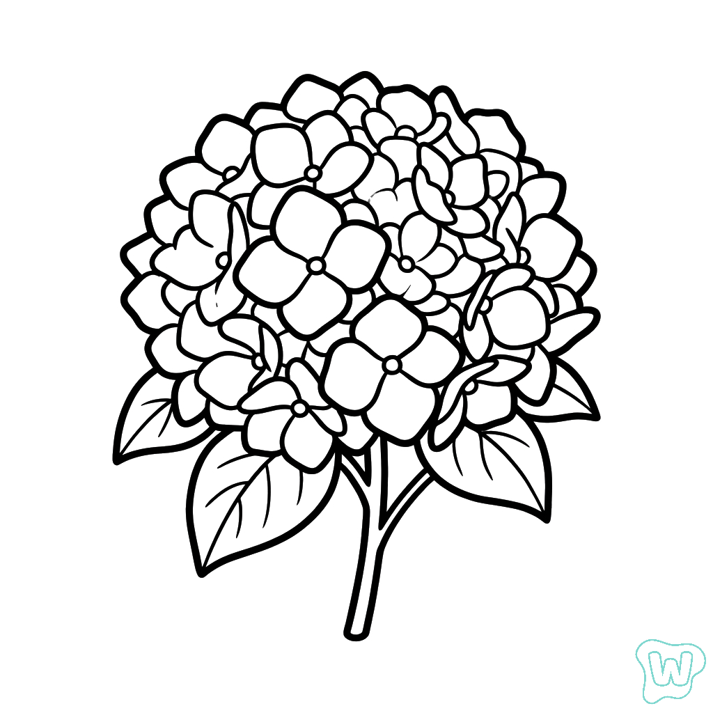 páginas para colorear de árboles Hortensia gratis