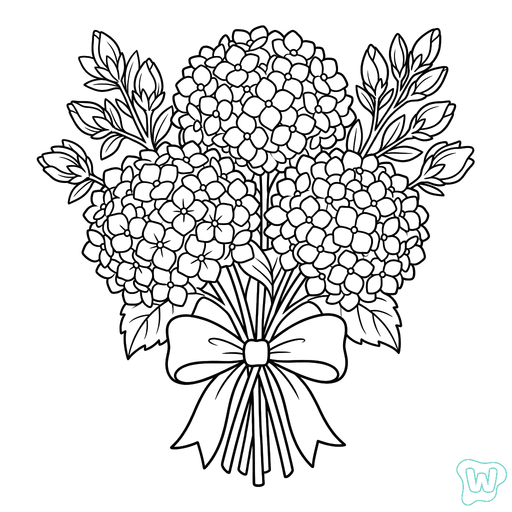 Hortensia páginas para colorear para adultos