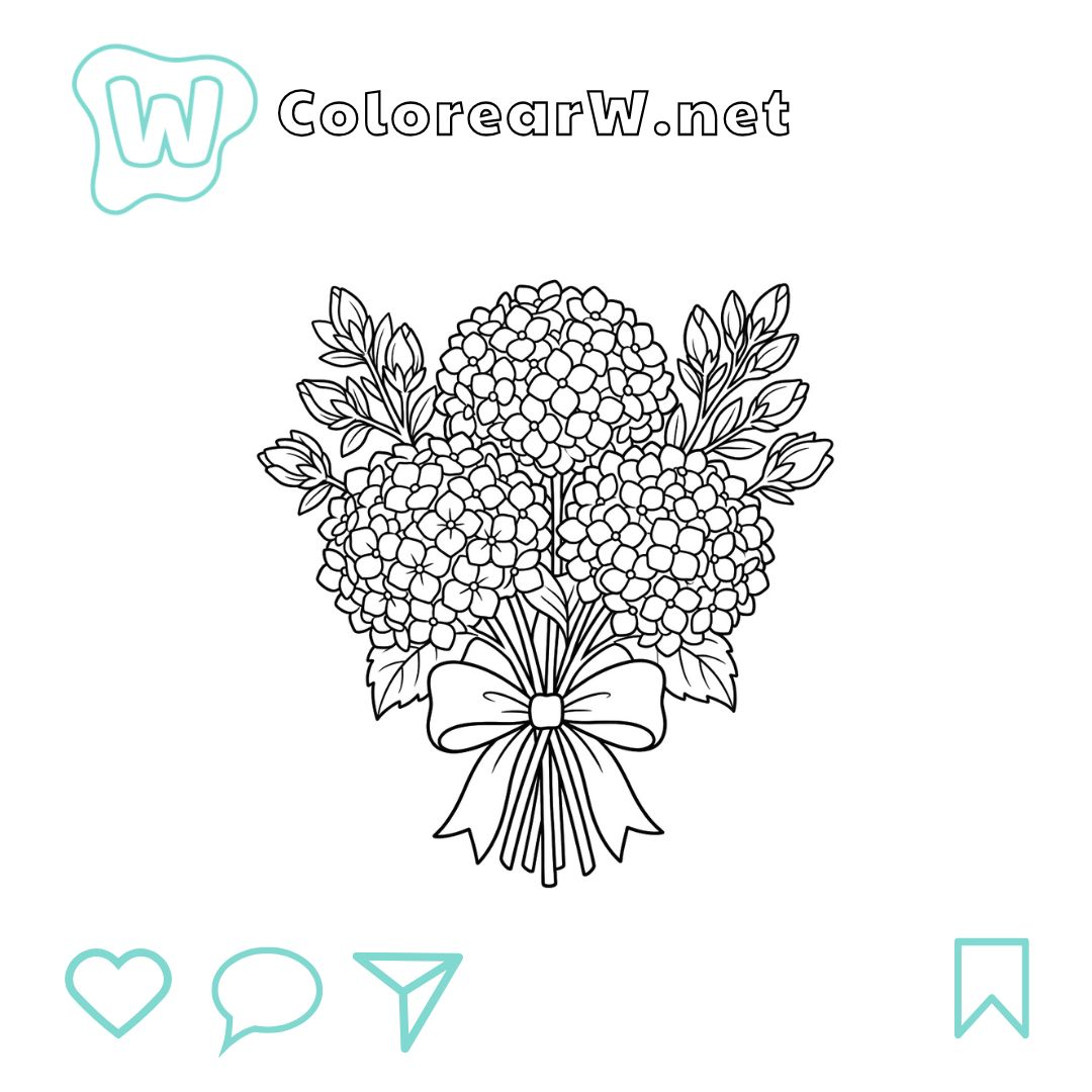 Hortensia para colorear (PDF para imprimir gratis) thumbnail