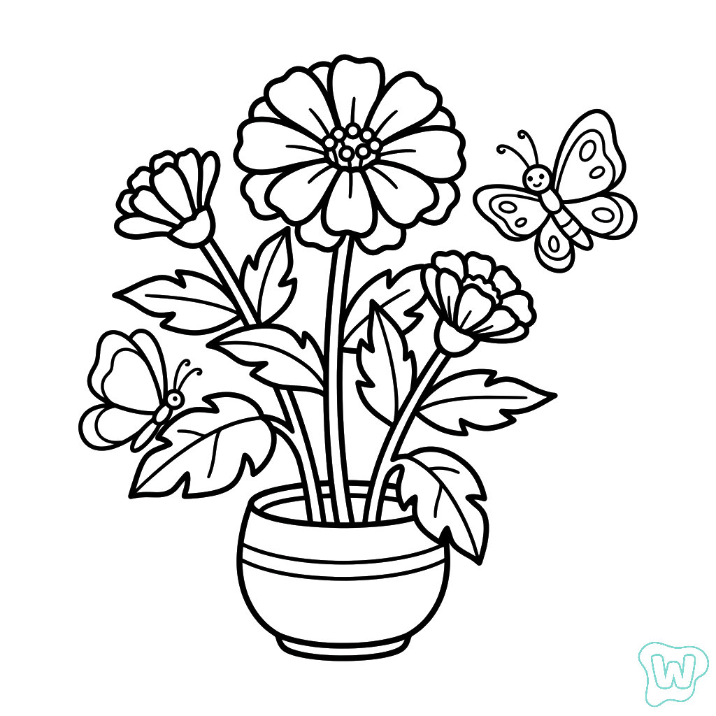 páginas para colorear gratis Zinnia para niños