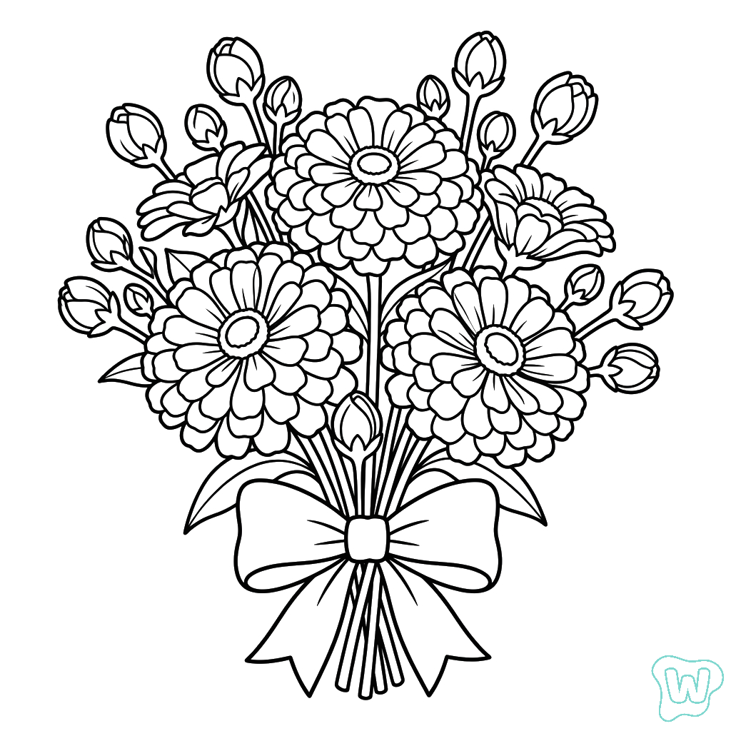 páginas para colorear gratis Zinnia