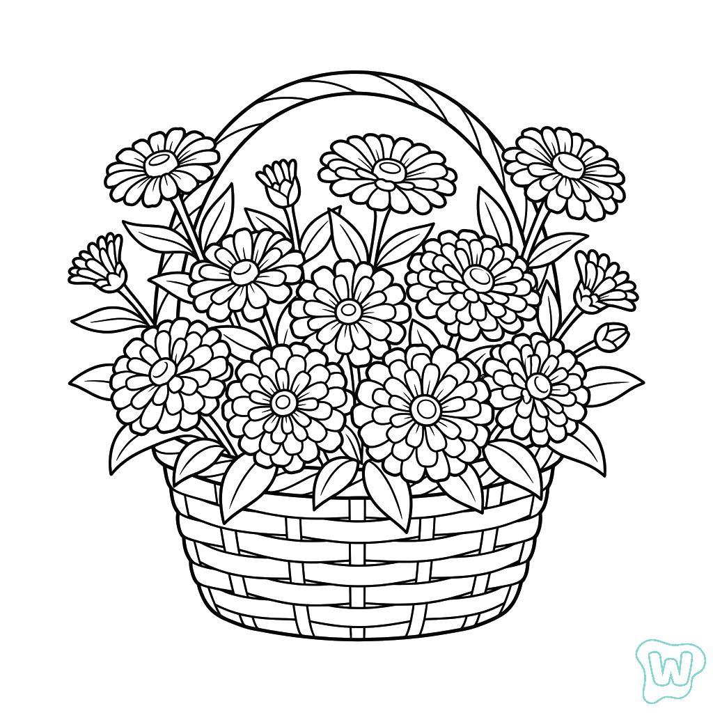 páginas para colorear imprimibles Zinnia