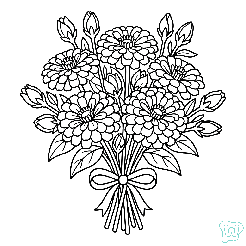 Zinnia páginas para colorear imprimibles