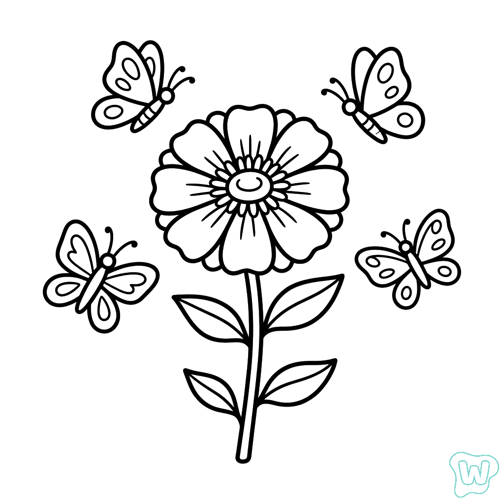Zinnia páginas para colorear para imprimir 1