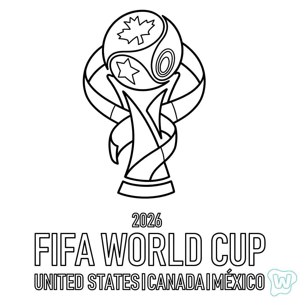 felices páginas para colorear Copa Mundial 2026