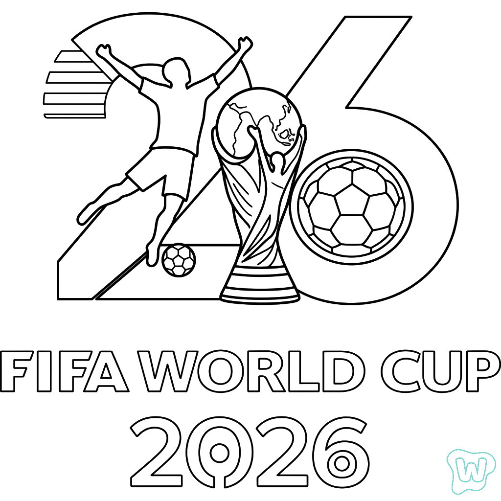 páginas para colorear detalladas de Copa Mundial 2026