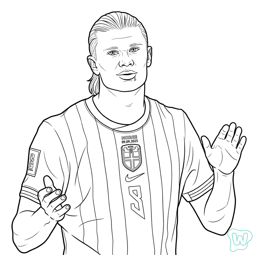 Erling Haaland Mundial 2026 colorear y Imprimir PDF gratis
