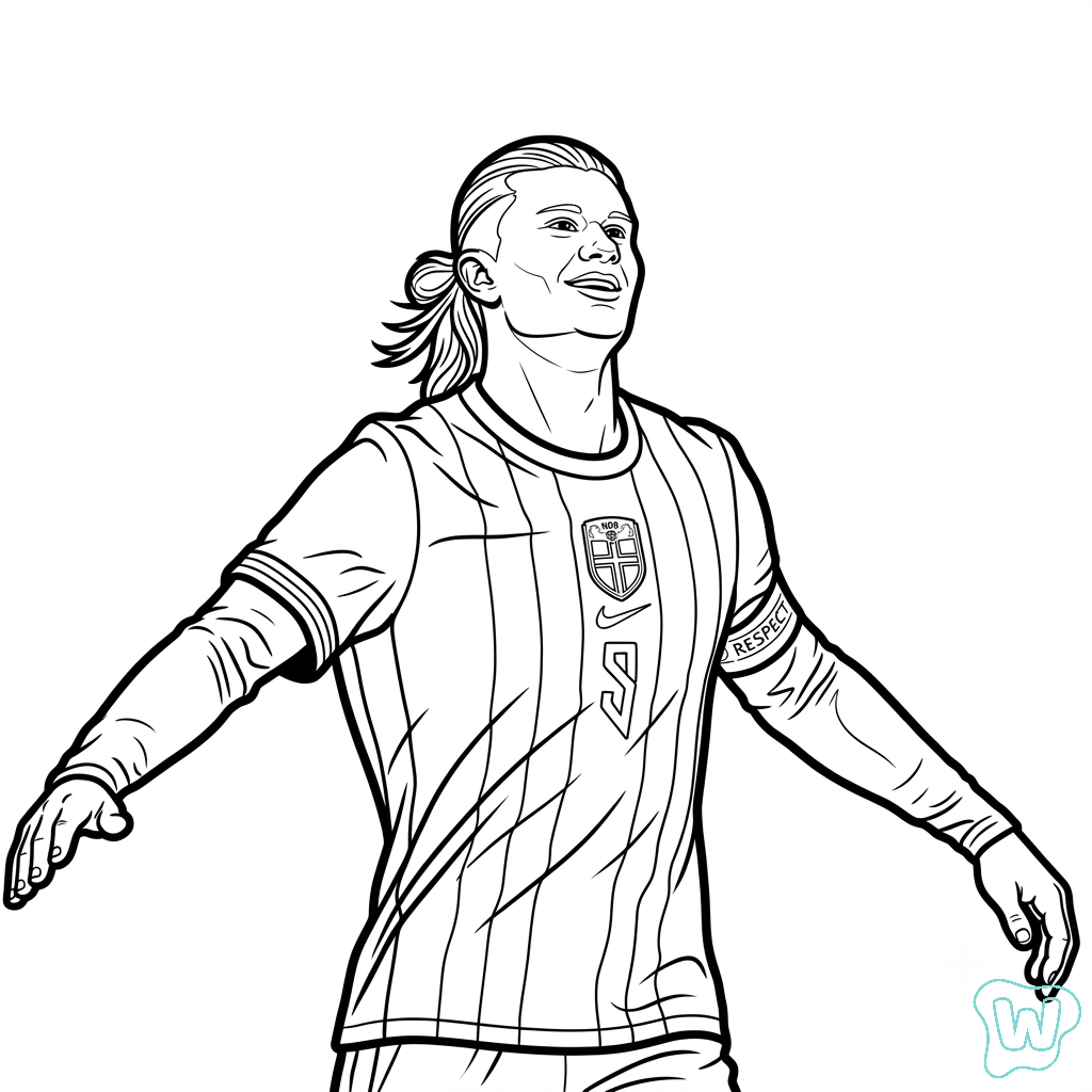páginas para colorear para Erling Haaland Mundial 2026 1