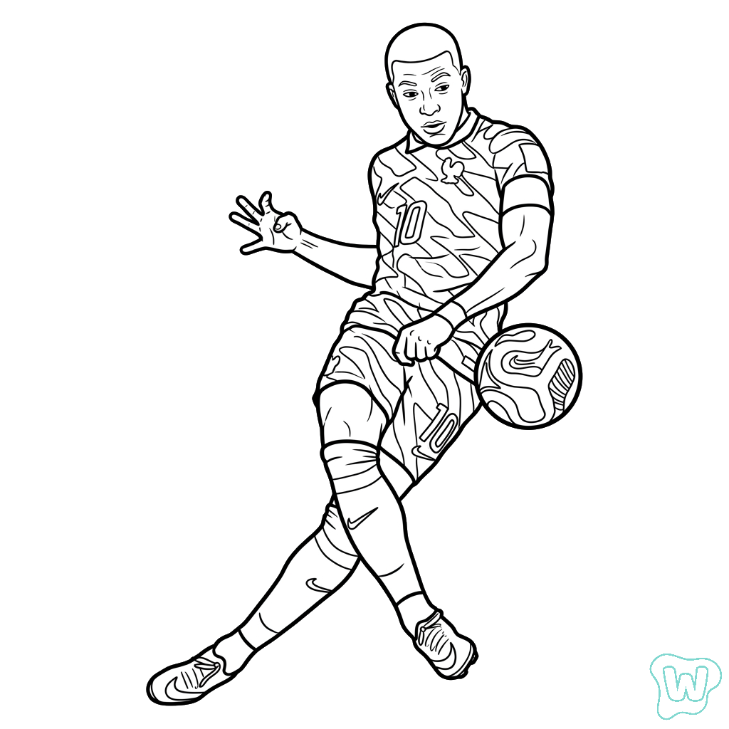 Kylian Mbappé Mundial 2026 para colorear y Imprimir PDF gratis