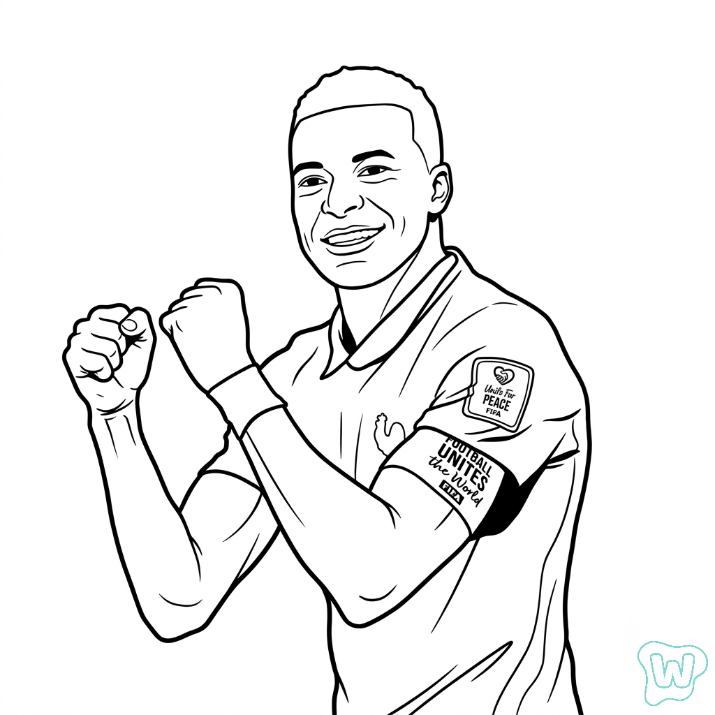 páginas para colorear de árboles Kylian Mbappé Mundial 2026 gratis