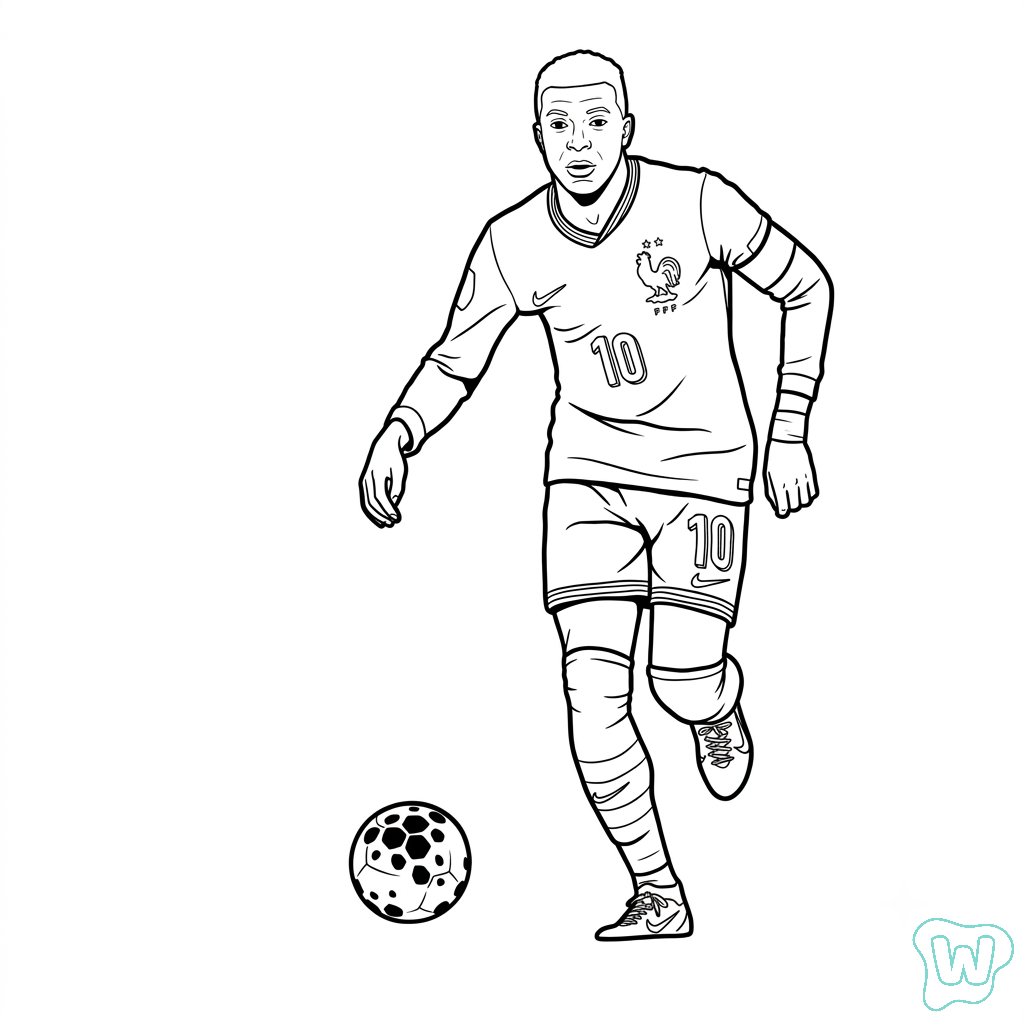 Kylian Mbappé Mundial 2026 para colorear