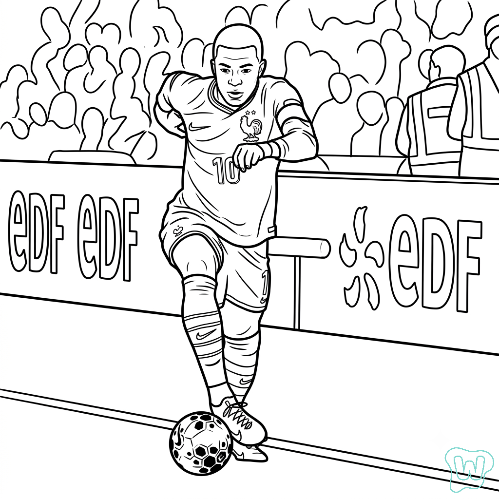 felices páginas para colorear Kylian Mbappé Mundial 2026