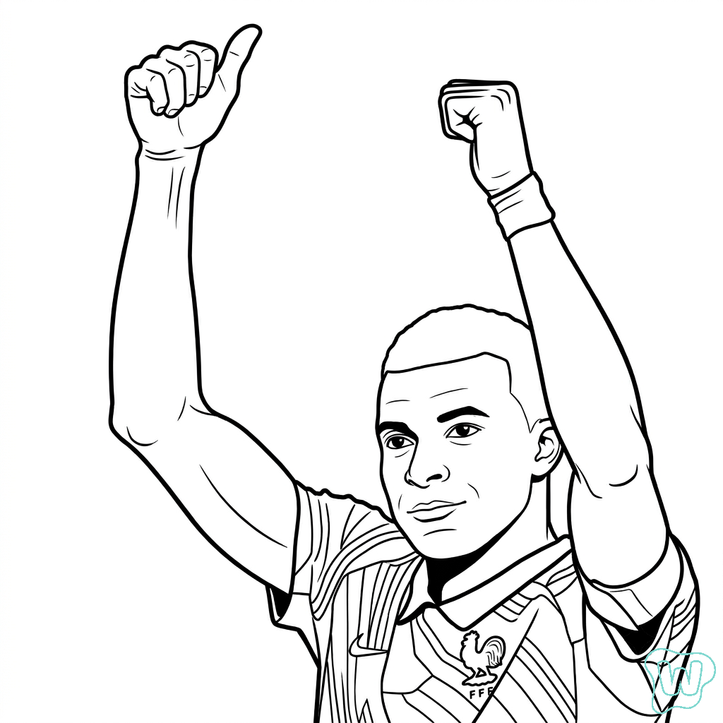 Kylian Mbappé Mundial 2026 páginas para colorear para adultos fáciles