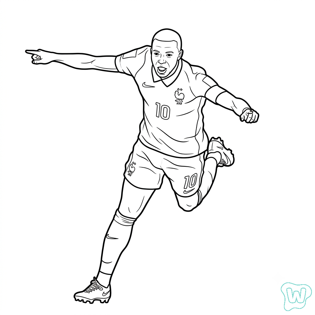 páginas para colorear Kylian Mbappé Mundial 2026