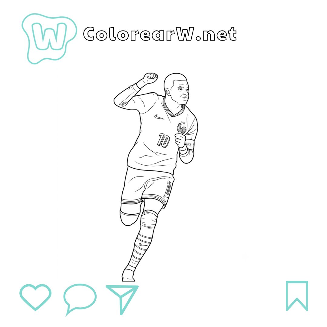 Kylian Mbappé Mundial 2026 para colorear (PDF para imprimir gratis) thumbnail