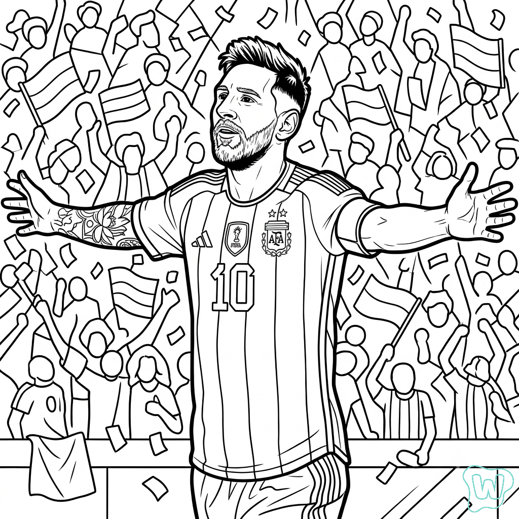colorear y Imprimir PDF Messi Mundial 2026