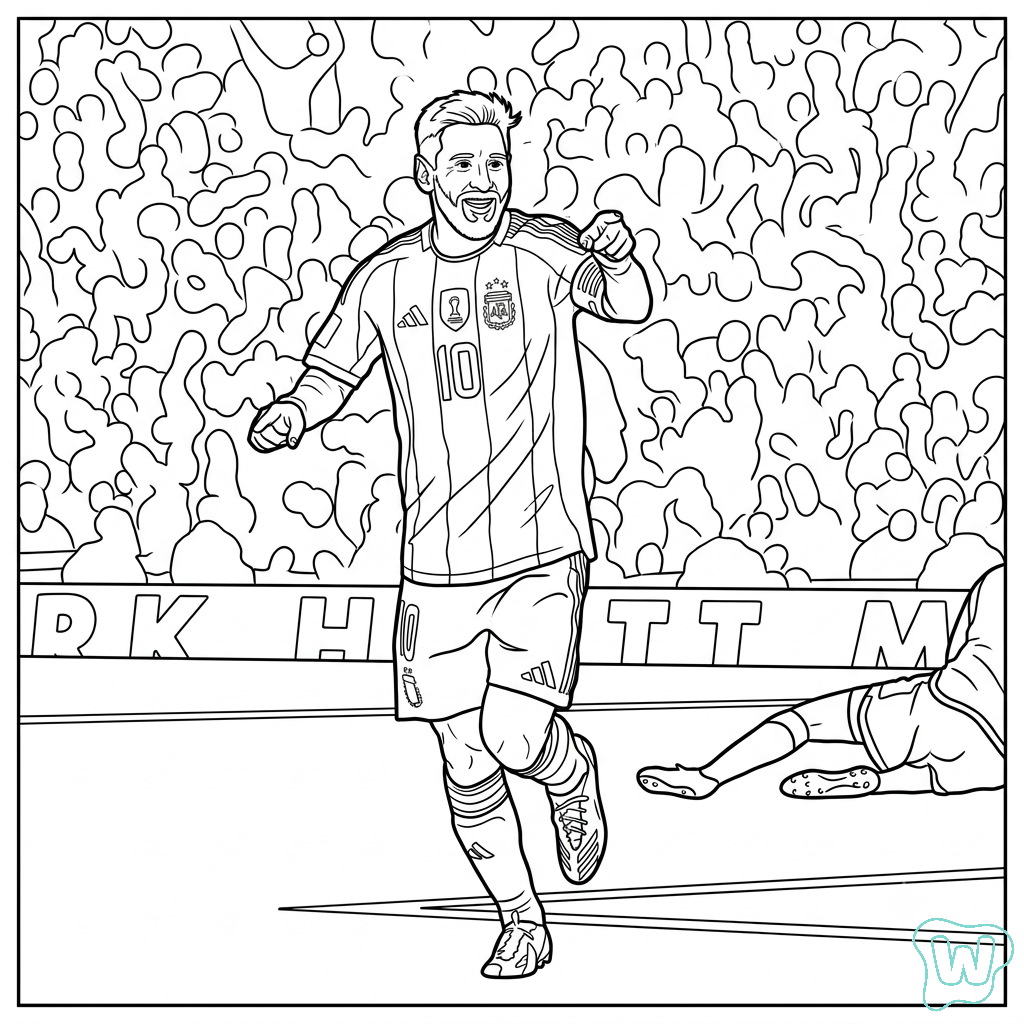 Messi Mundial 2026 páginas para colorear para adultos