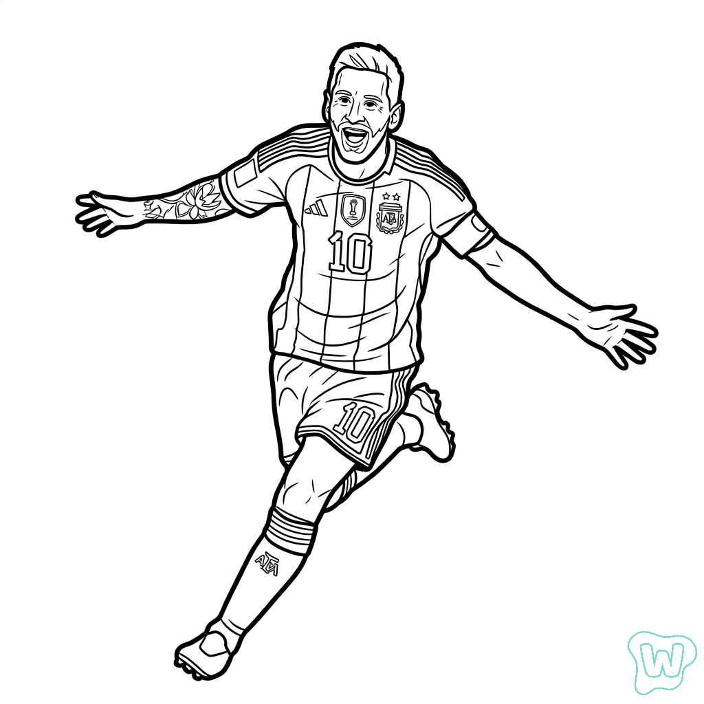 Messi Mundial 2026 páginas para colorear para imprimir gratis
