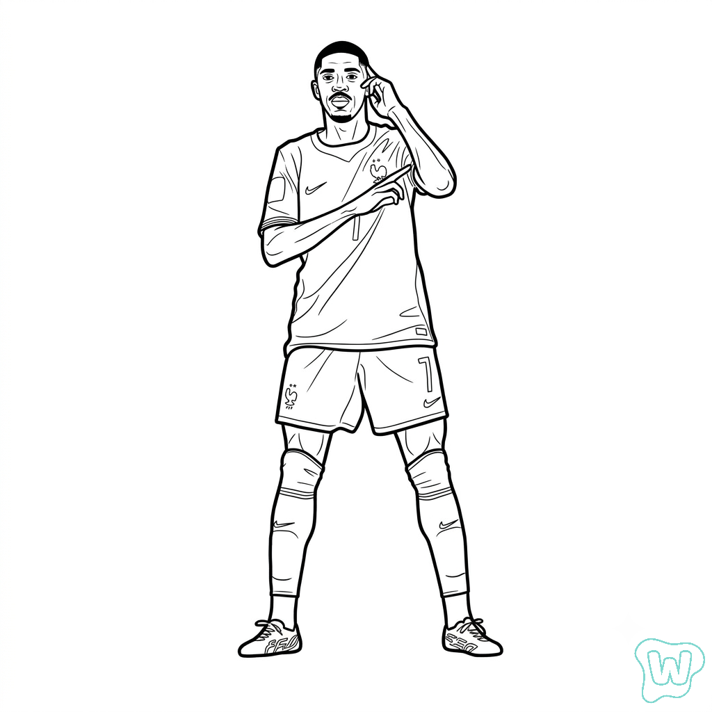 páginas para colorear imprimibles gratis Ousmane Dembele Mundial 2026