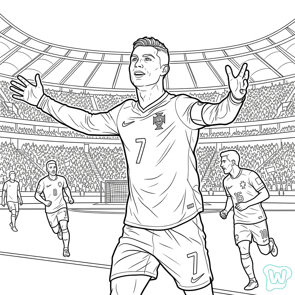 páginas para colorear detalladas de Ronaldo Mundial 2026
