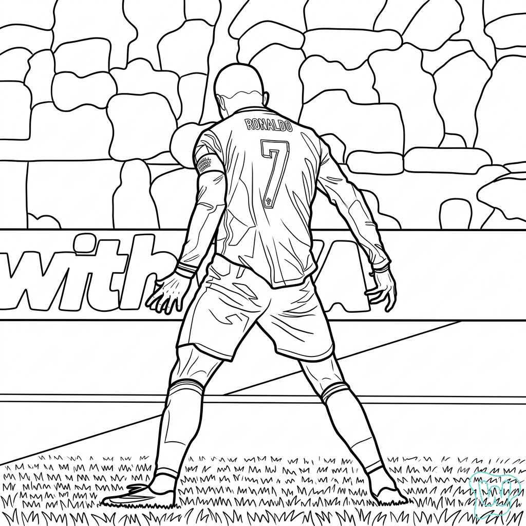 páginas para colorear lindas y fáciles de Ronaldo Mundial 2026