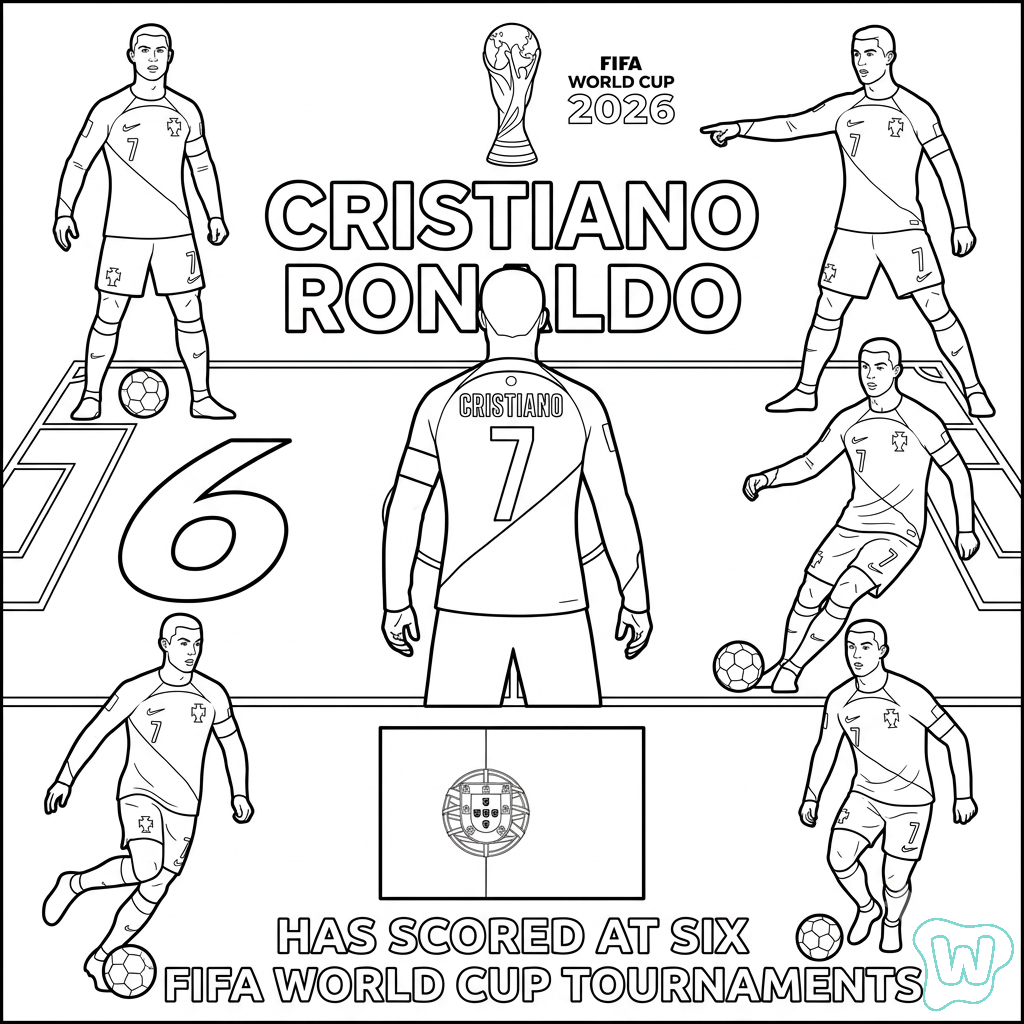 colorear y Imprimir PDF Ronaldo Mundial 2026