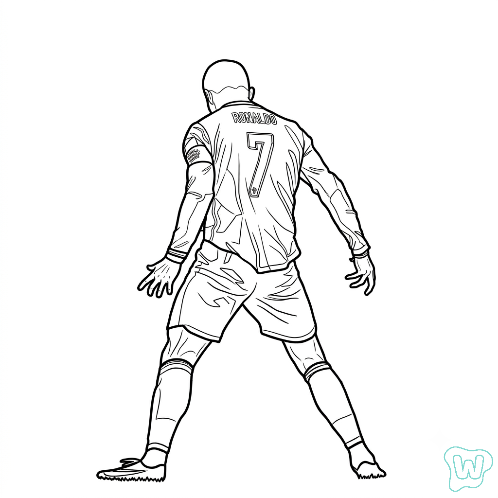 páginas para colorear gratis Ronaldo Mundial 2026 para niños