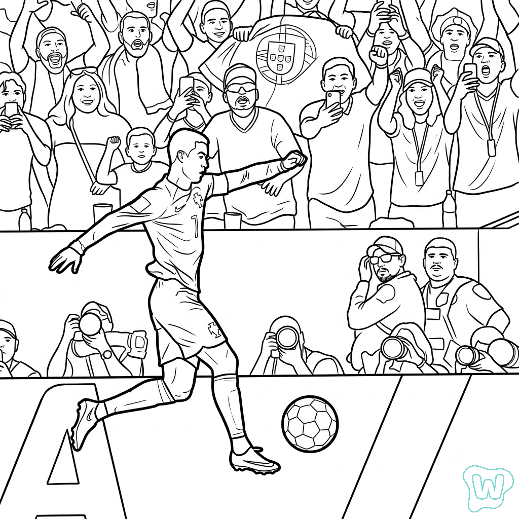 niños Ronaldo Mundial 2026 páginas para colorear