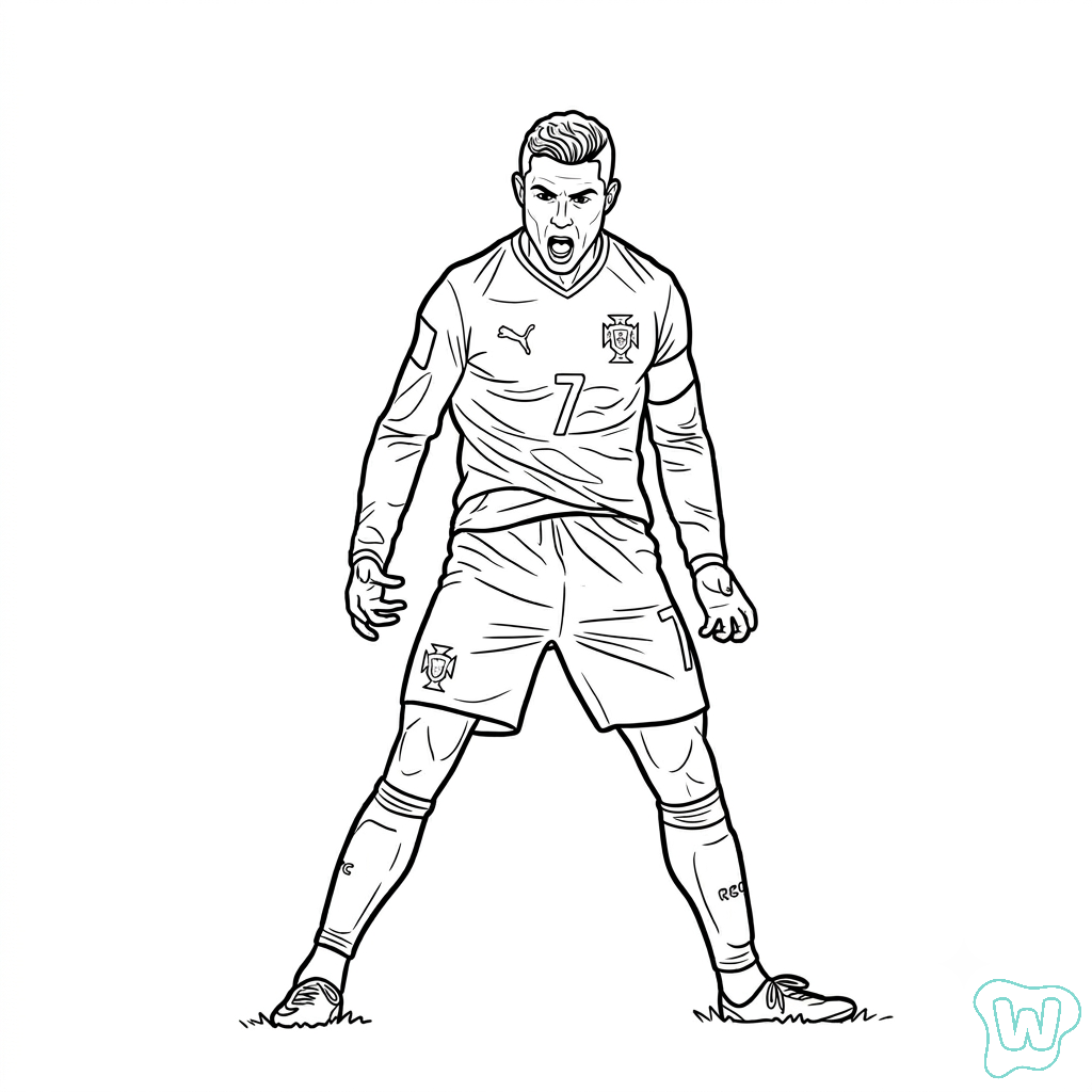 páginas para colorear Ronaldo Mundial 2026 imprimibles