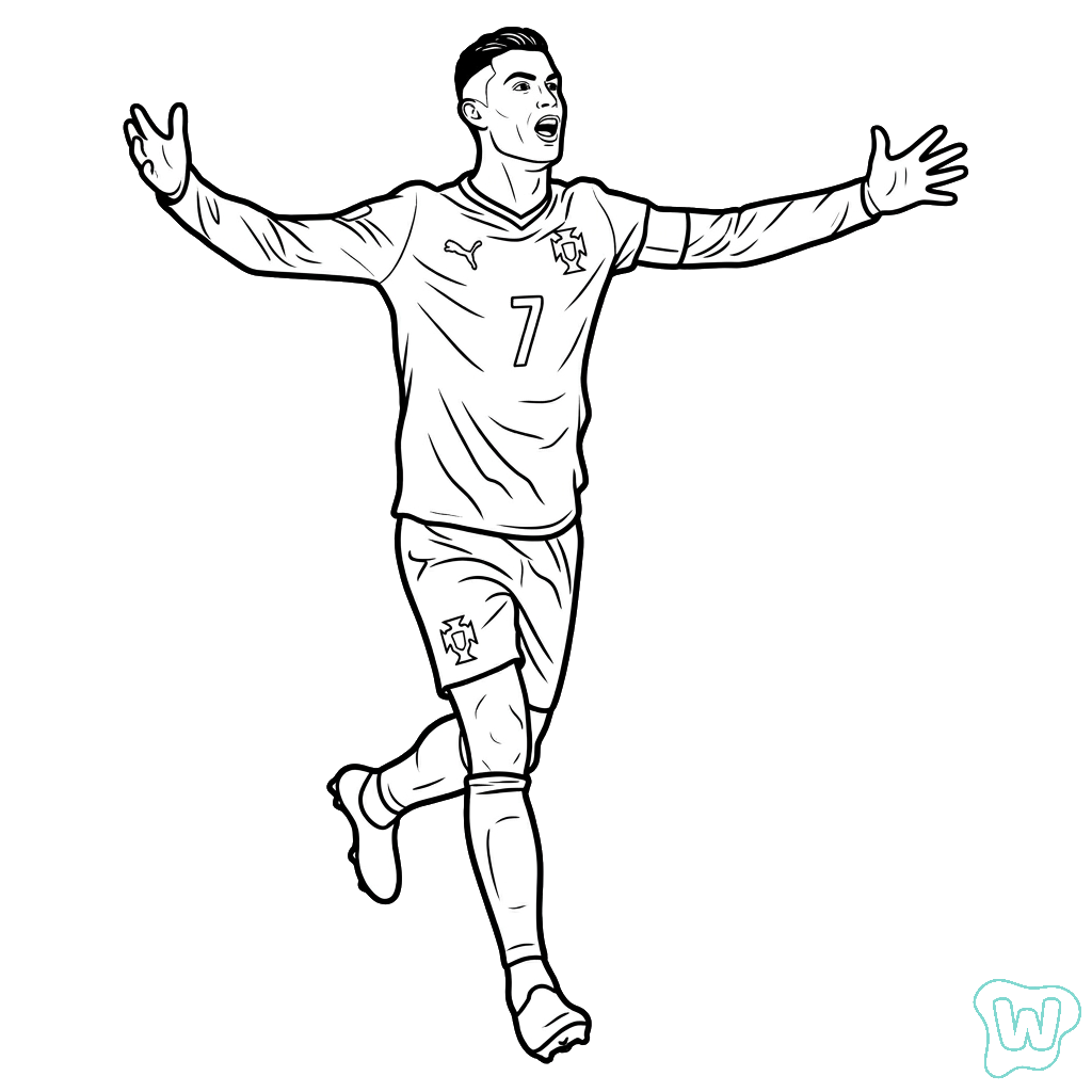 páginas para colorear detalladas de Ronaldo Mundial 2026 para adultos