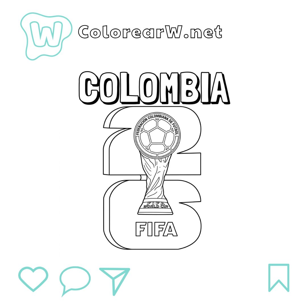 Selección de Colombia Mundial 2026 para colorear (PDF para imprimir gratis) thumbnail