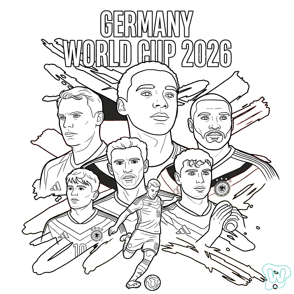 dibujos para colorear Selección de Alemania Mundial 2026