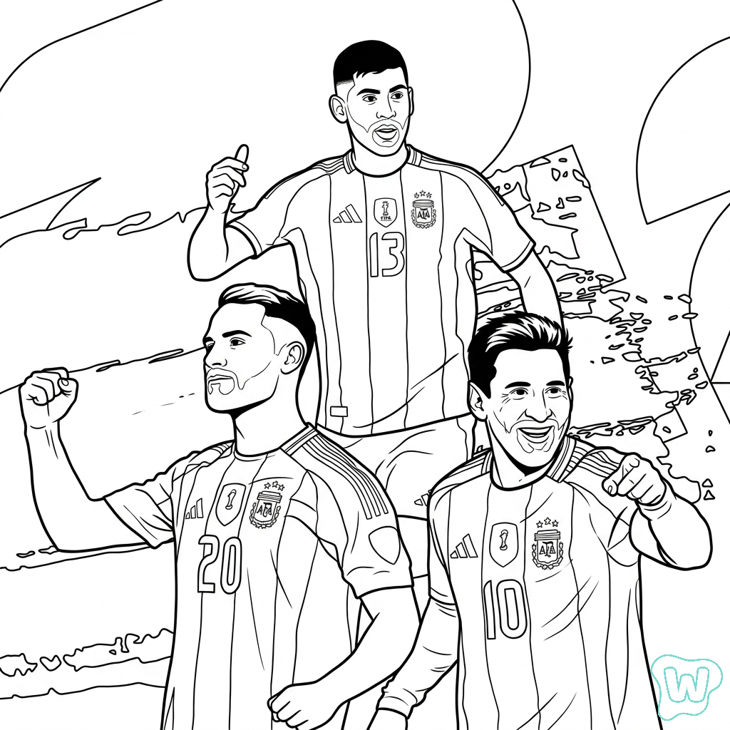 páginas para colorear para Selección de Argentina Mundial 2026